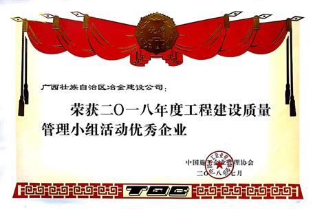 公司荣获全国工程建设优秀质量管理小组活动多项荣誉